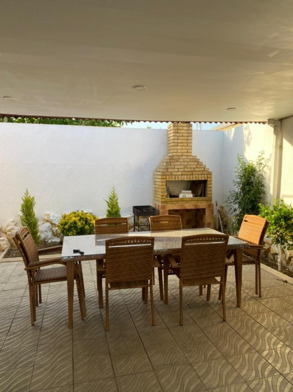 barbecue and tables of the summer house in Shuvelan, Baku with private pool